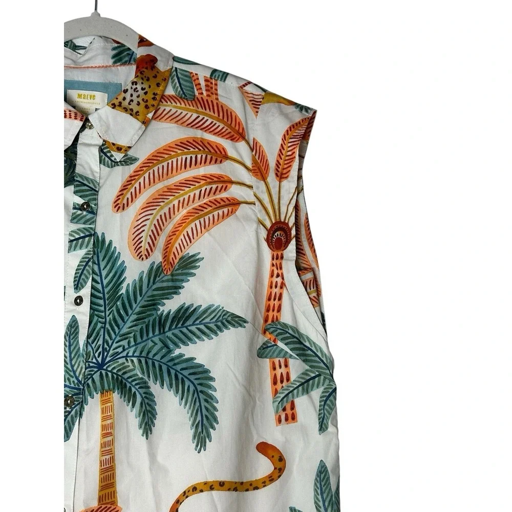 Maeve By Anthropologie Maxi Dress Women's Large Button-Front Tropical Resort - Picture 9 of 11